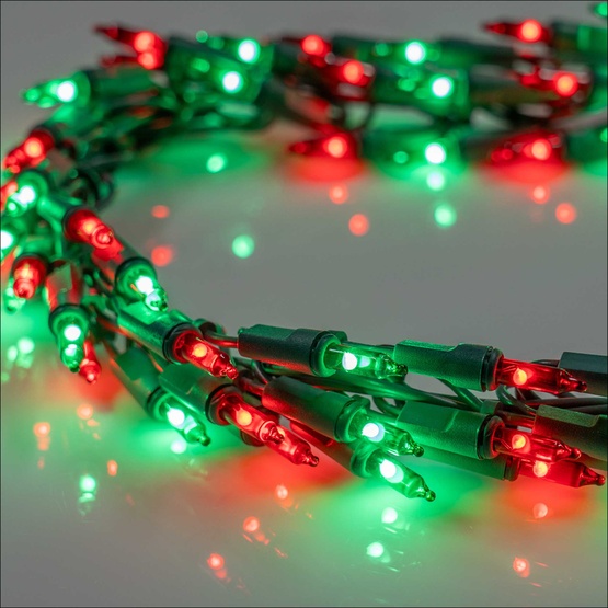 9' LED Garland Lights, 300 Red/Green Lights, Green Wire