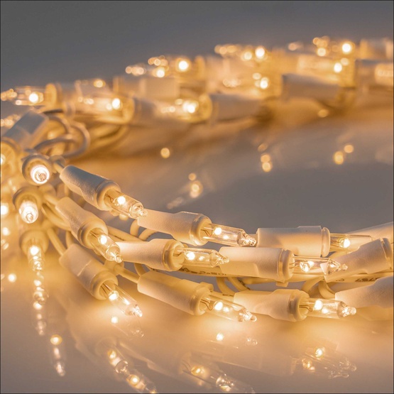 18' LED Garland Lights, 600 Warm White Lights, White Wire