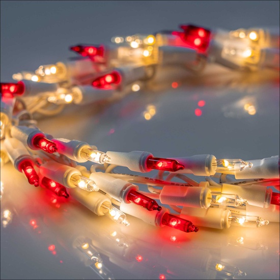 18' LED Garland Lights, 600 Red/Warm White Lights, White Wire