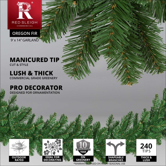 9' x 14" Oregon Fir Commercial Unlit Christmas Garland