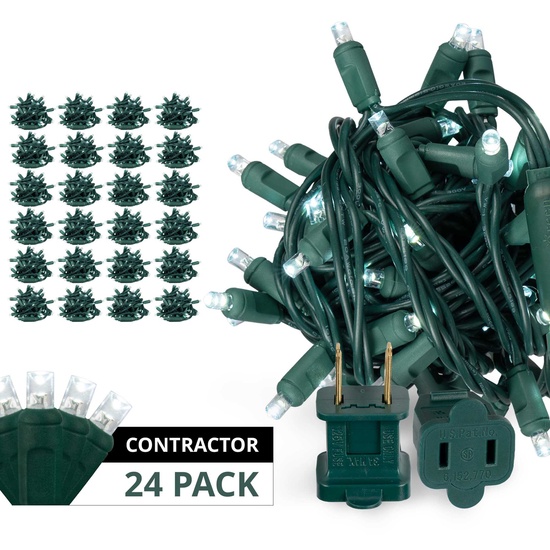 70 5mm Cool White LED Christmas Lights, 4" Spacing, Contractor Pack