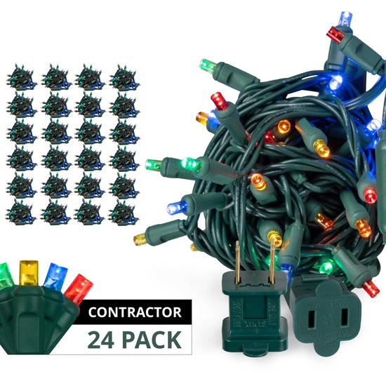 70 5mm Multi Color LED Christmas Lights, 4" Spacing, Contractor Pack