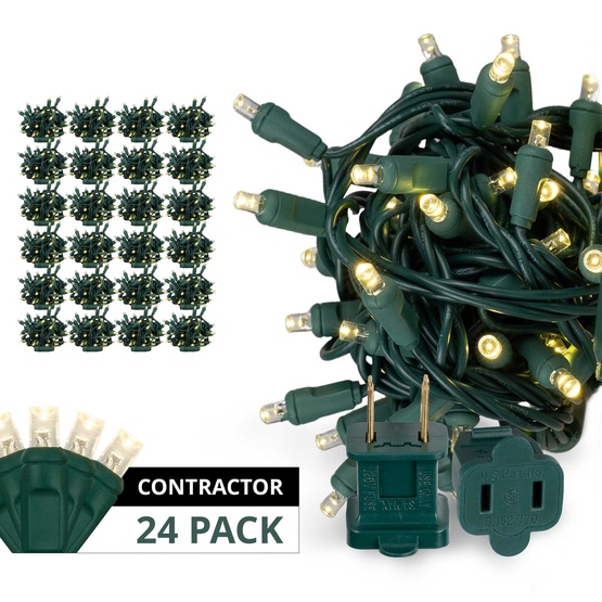 50 Warm White Outdoor LED Christmas Tree Lights, Mini 5MM, 6" Spacing, Contractor Pack