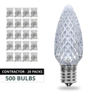 C9 Cool White OptiCore LED Christmas Light Bulbs, Contractor Pack