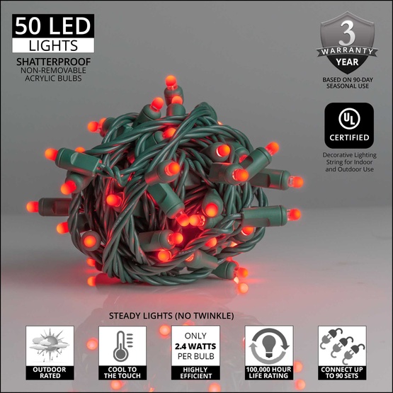 70 D5 TM Red Lux360 TM LED Christmas Lights, 4" Spacing