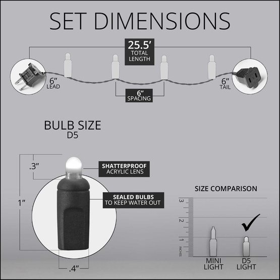 70 D5 TM Multi Color Lux360 TM LED Christmas Lights, 4" Spacing
