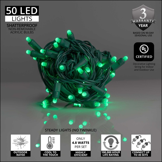 70 D5 TM Green Lux360 TM LED Christmas Lights, 4" Spacing