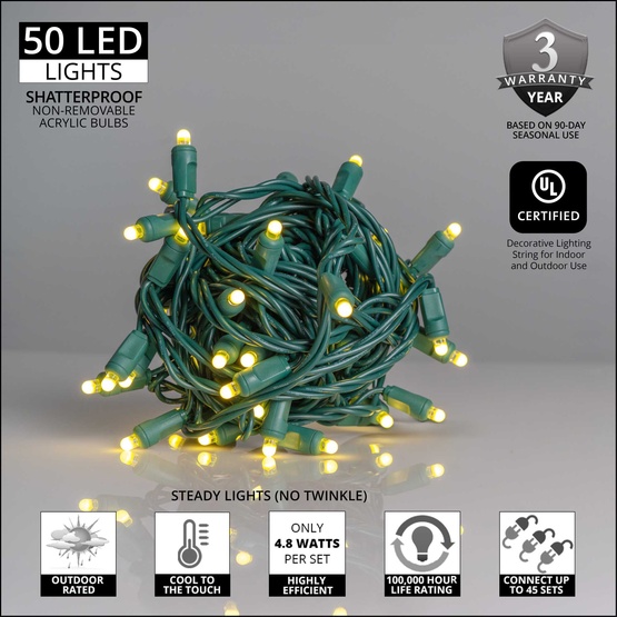 70 D5 TM Warm White Lux360 TM LED Christmas Lights, 4" Spacing