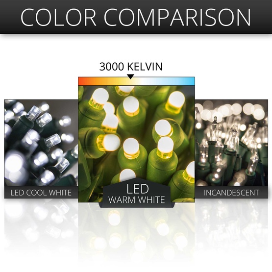 70 D5 TM Warm White Lux360 TM LED Christmas Lights, 4" Spacing