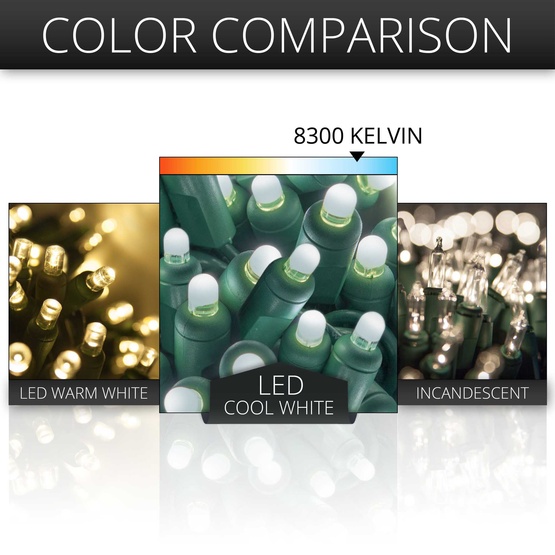 70 D5 TM Cool White Lux360 TM LED Christmas Lights, 4" Spacing