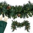 9' x 14" Mixed Noble Prelit Commercial LED Christmas Garland, 100 Warm White Lights