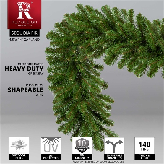 9' x 14" Sequoia Fir Commercial Unlit Christmas Garland