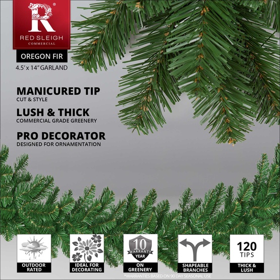9' x 14" Oregon Fir Commercial Unlit Christmas Garland
