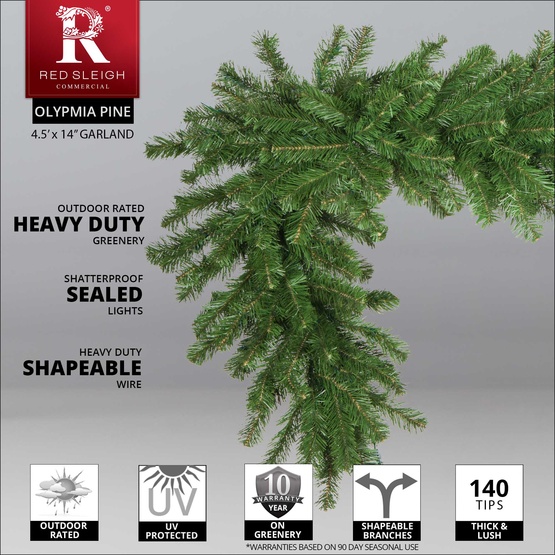 9' x 14" Olympia Pine Commercial Unlit Christmas Garland