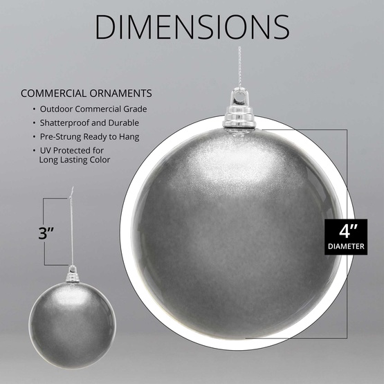 4" Gold Shatterproof Commercial Christmas Ornament, Candy Finish