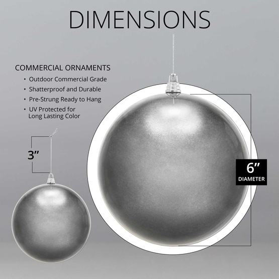 6" Green Shatterproof Commercial Christmas Ornament, Candy Finish