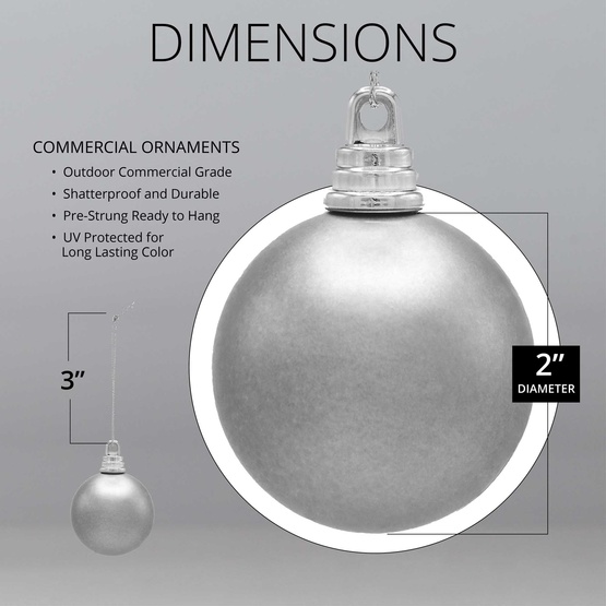2" Red Shatterproof Commercial Christmas Ornament, Matte Finish
