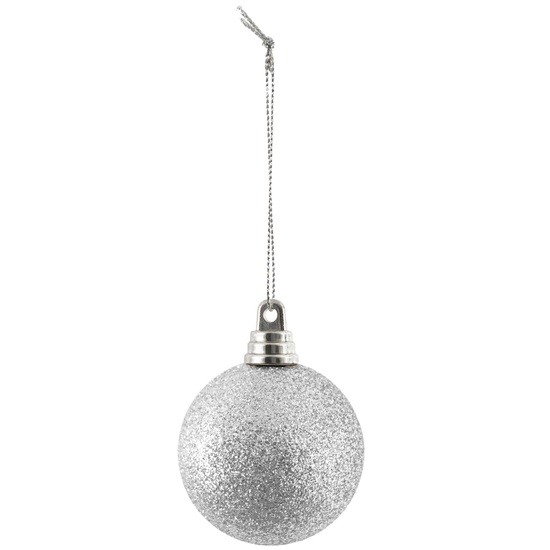 2" Silver Shatterproof Commercial Christmas Ornament, Glitter Finish