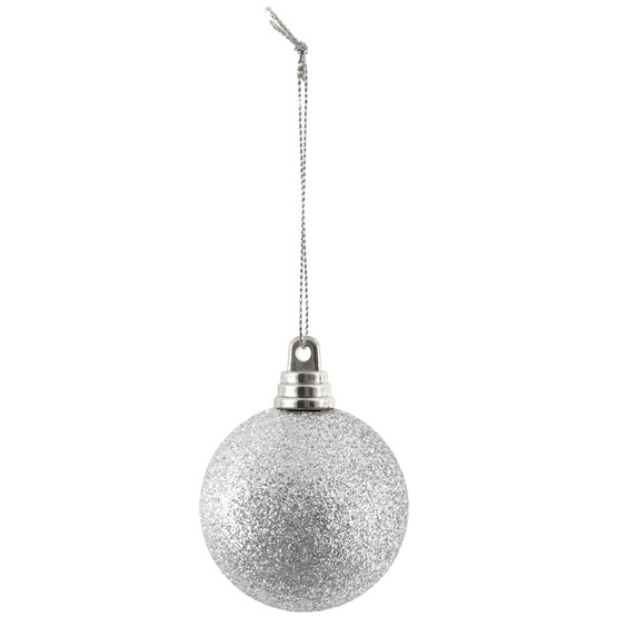 2" Silver Shatterproof Commercial Christmas Ornament, Glitter Finish