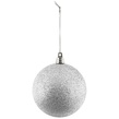 4" Silver Shatterproof Commercial Christmas Ornament, Glitter Finish