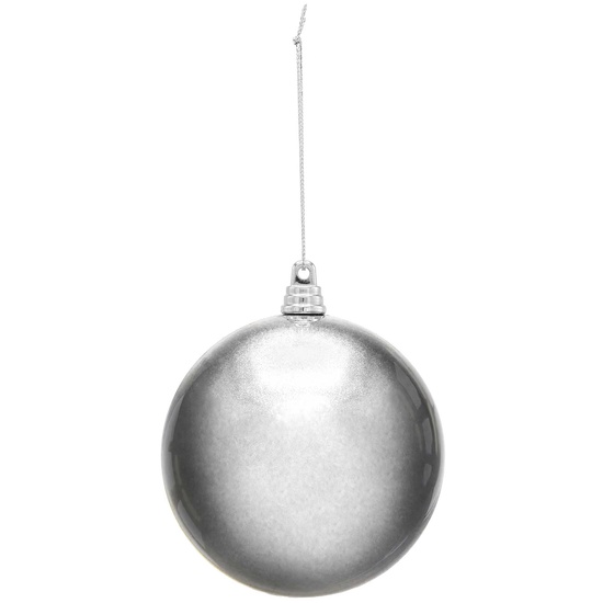 4" Silver Shatterproof Commercial Christmas Ornament, Candy Finish