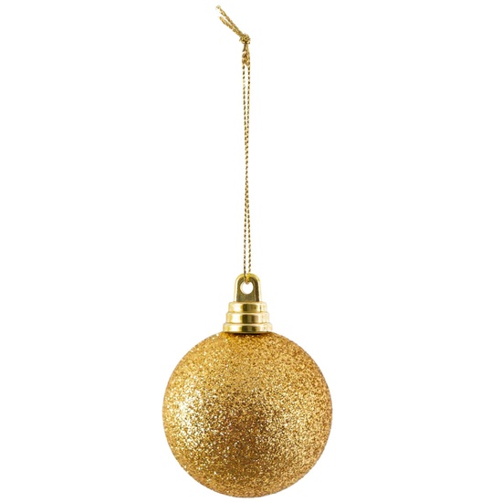 2" Gold Shatterproof Commercial Christmas Ornament, Glitter Finish