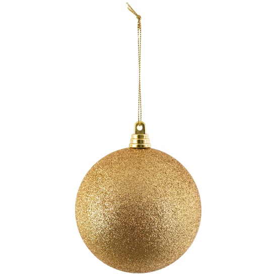 4" Gold Shatterproof Commercial Christmas Ornament, Glitter Finish