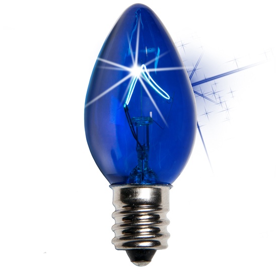 C7 Twinkle Blue Christmas Light Bulbs, 7 Watt