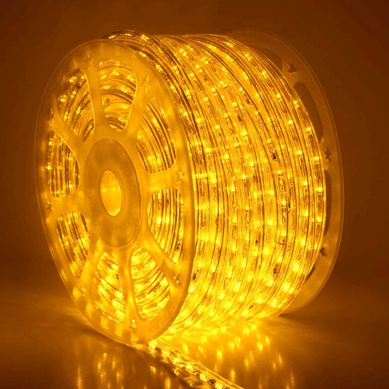 150' Yellow LED Rope Light, 2 Wire 1/2", 120 Volt