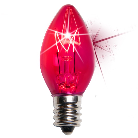 C7 Twinkle Pink Christmas Light Bulbs, 7 Watt