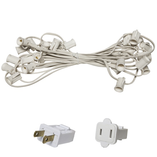 10' C7 Commercial Light Stringer, SPT1W White Wire, 12" Spacing