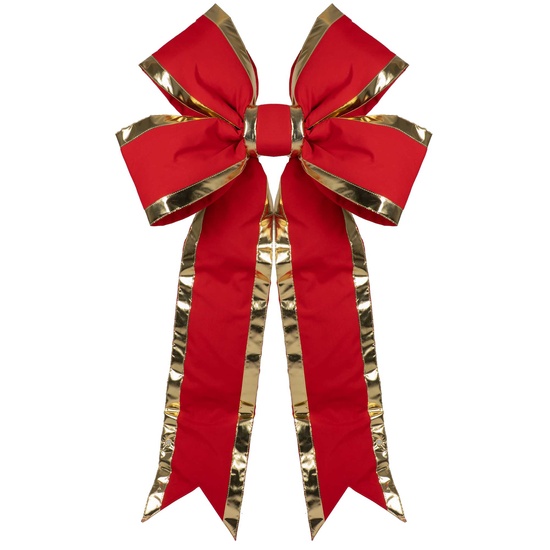 15" Red with Gold Trim Structural 3D Canvas Christmas Bow