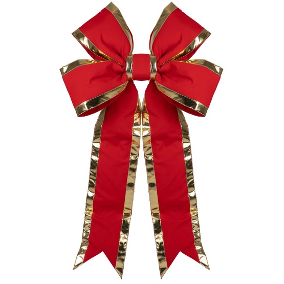 15" Red with Gold Trim Structural 3D Canvas Christmas Bow