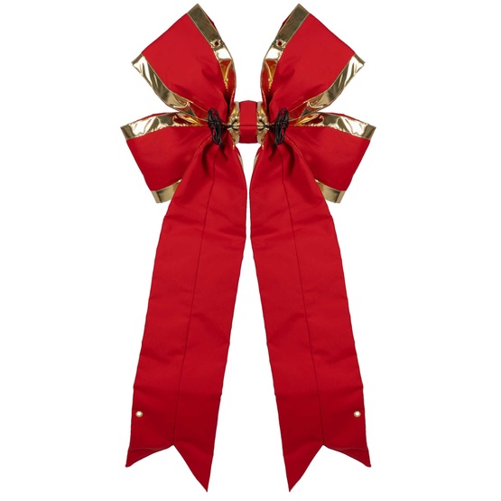 15" Red with Gold Trim Structural 3D Canvas Christmas Bow