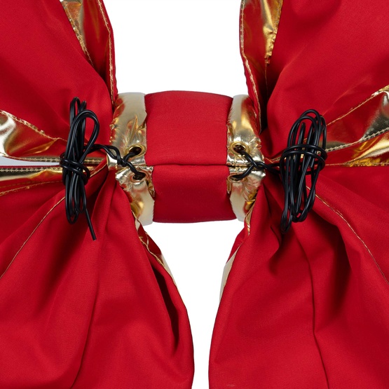 15" Red with Gold Trim Structural 3D Canvas Christmas Bow