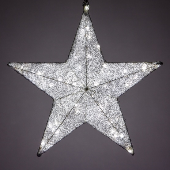18" LED Silver Folding Polymesh Star, White Lights 