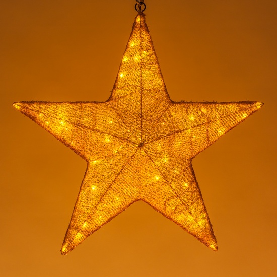 18" LED Gold Folding Polymesh Star, Gold Lights 