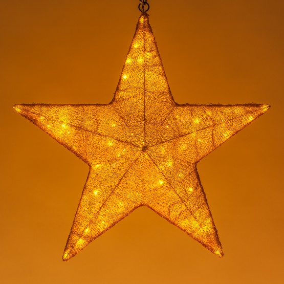 18" LED Gold Folding Polymesh Star, Gold Lights 