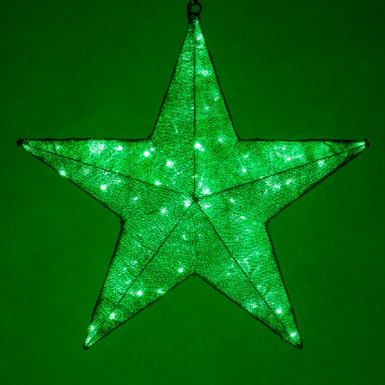 18" LED Green Folding Polymesh Star, Green Lights 