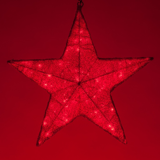 18" LED Red Folding Polymesh Star, Red Lights 