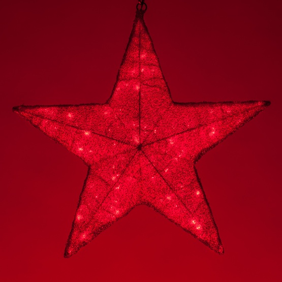 18" LED Red Folding Polymesh Star, Red Lights 