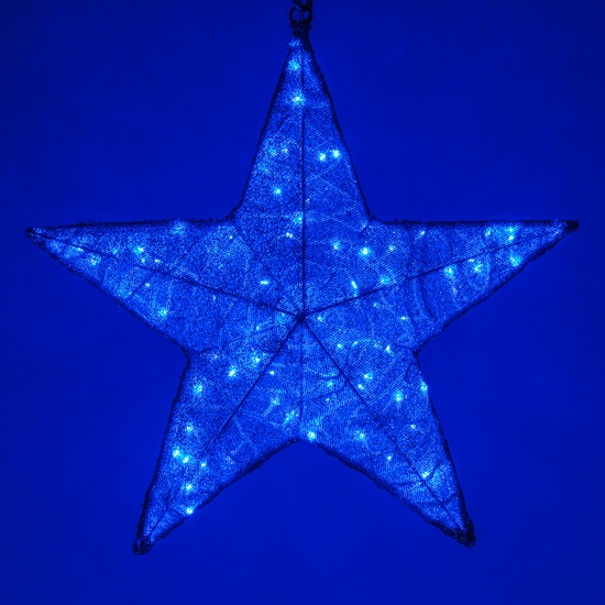 18" LED Blue Folding Polymesh Star, Blue Lights 