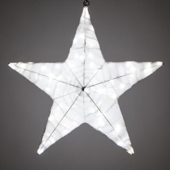 18" LED White Folding Polymesh Star, White Lights 
