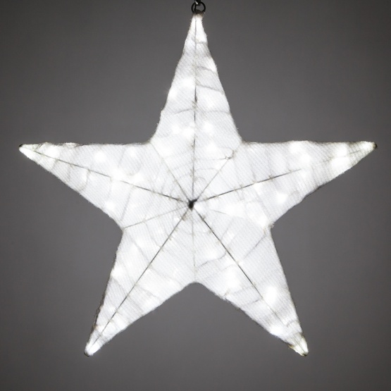 18" LED White Folding Polymesh Star, White Lights 