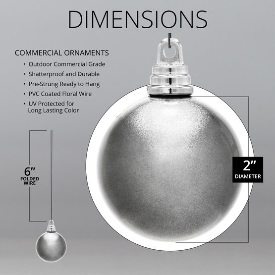 2" Blue Shatterproof Commercial Christmas Ornament, Candy Finish
