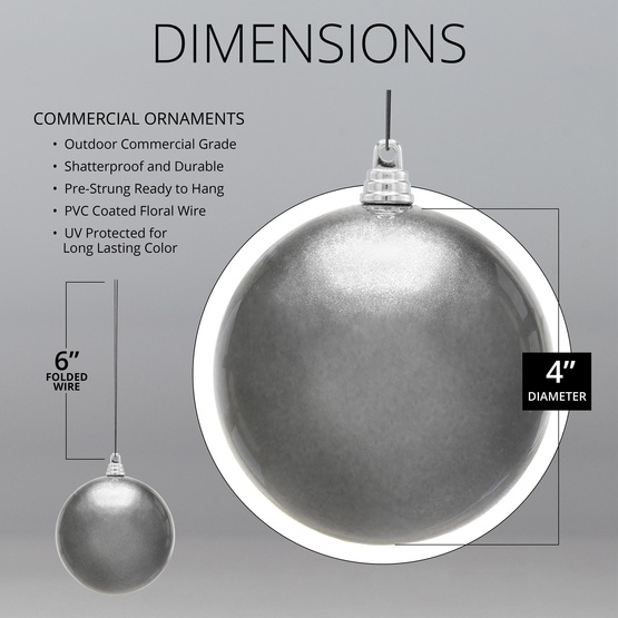 4" Blue Shatterproof Commercial Christmas Ornament, Candy Finish