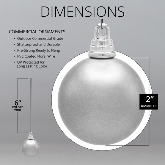 2" Blue Shatterproof Commercial Christmas Ornament, Matte Finish