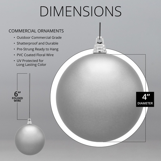 4" Blue Shatterproof Commercial Christmas Ornament, Matte Finish