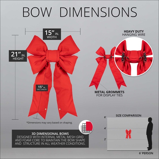 15" Red Structural 3D Canvas Christmas Bow
