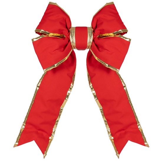 15" Red with Gold Trim Structural 3D Canvas Christmas Bow